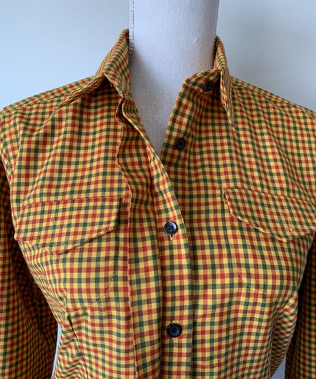 Plaid Pattern Secret Button Shirt