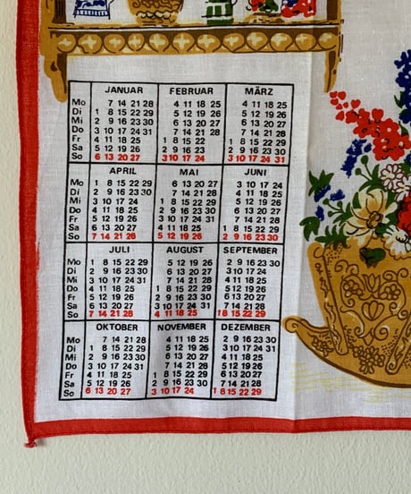1991 Calendar Print Handkerchief