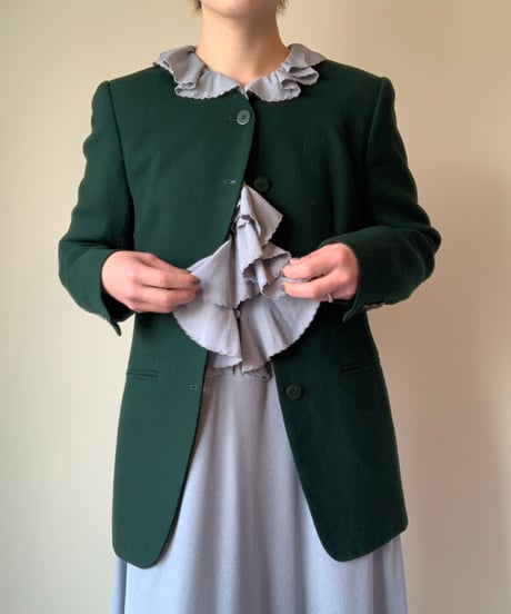 Fake Pocket Collarless Jacket