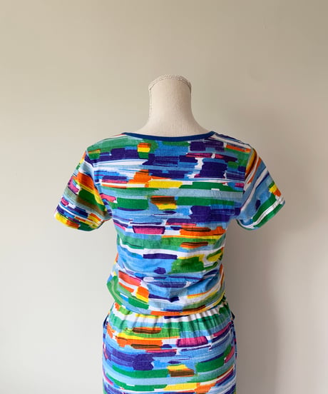 Multi Color Waist Gather Dress
