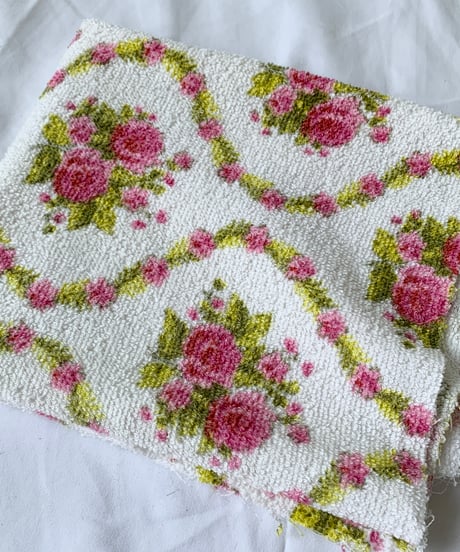 Vintage Pile Fabric Floral Towel