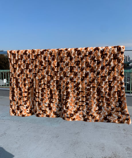Knitting  Blanket -brown×orange-