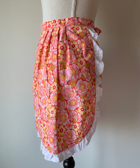 FlowerPrint Ruffles Vintage Waist Apron