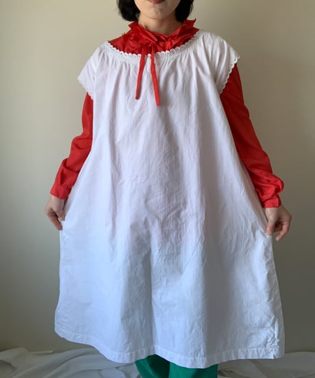 Initial embroidered linen night dress
