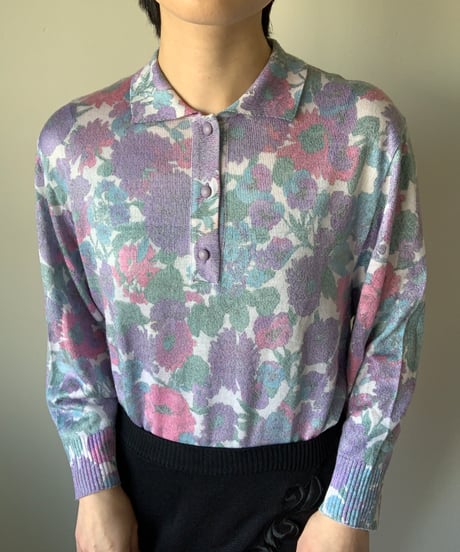 Floral Pattern Collared Sweater