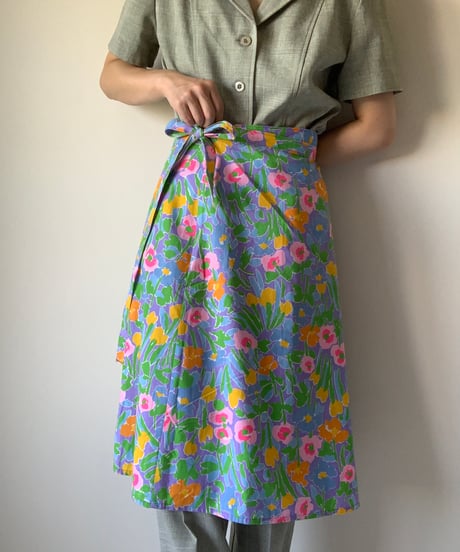 "80s" Flower Print Wrap Skirt