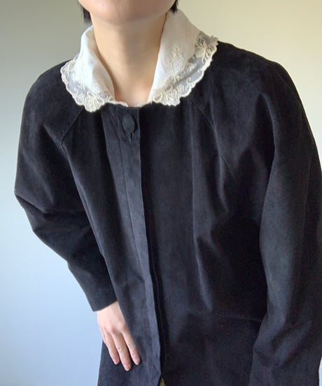 "80s" Pig Suede Collarless Jacket