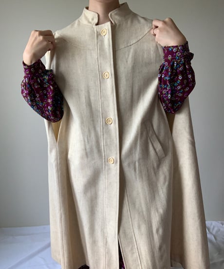 "80s" Wool Maxi Cape Coat