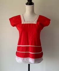 "80s" Embroidery Square Neck Tops