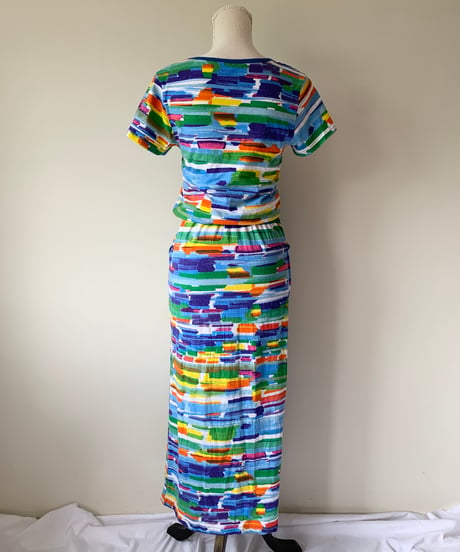 Multi Color Waist Gather Dress