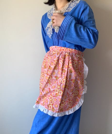 FlowerPrint Ruffles Vintage Waist Apron