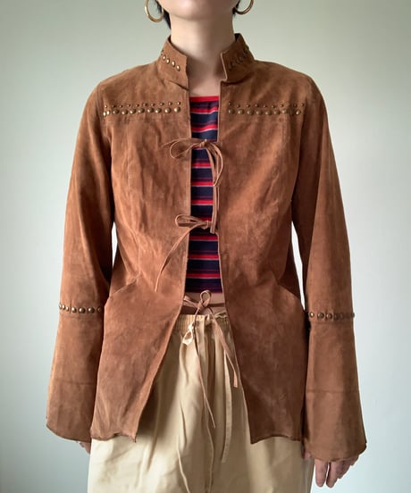 Mandarin Sleeve  Leather Shirt