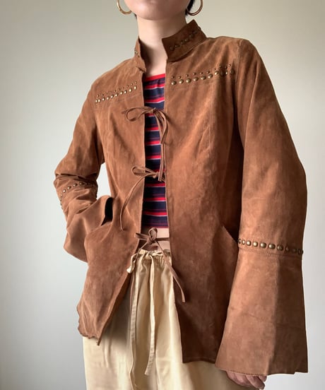 Mandarin Sleeve  Leather Shirt