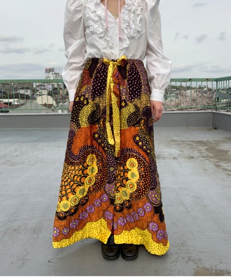 70's Paisley Quilting Maxi Skirt