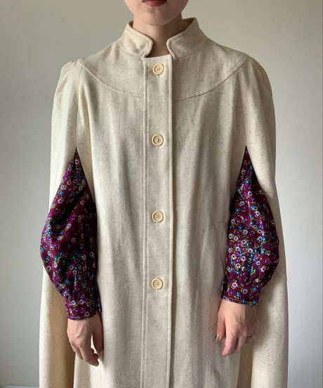 "80s" Wool Maxi Cape Coat