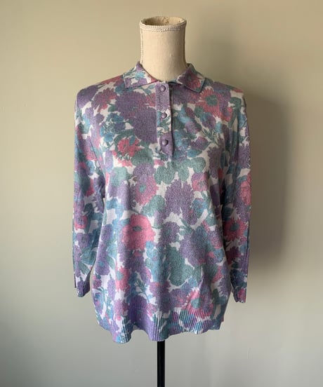 Floral Pattern Collared Sweater