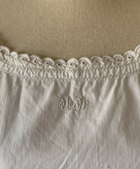Initial embroidered linen night dress