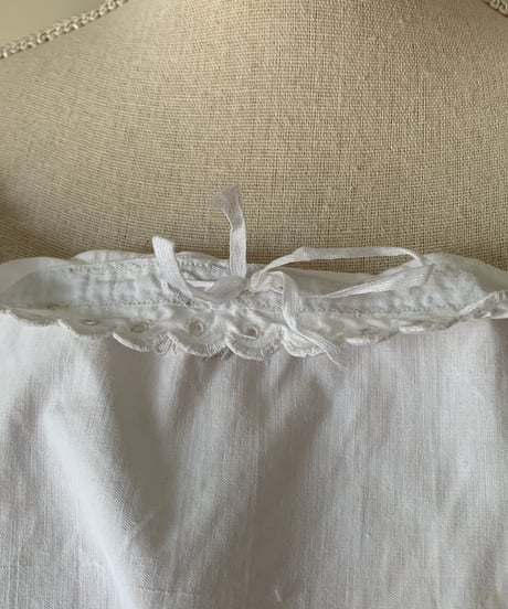 Initial embroidered linen night dress