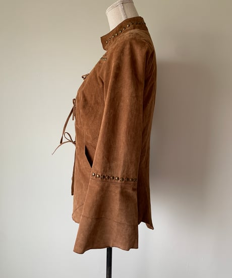 Mandarin Sleeve  Leather Shirt