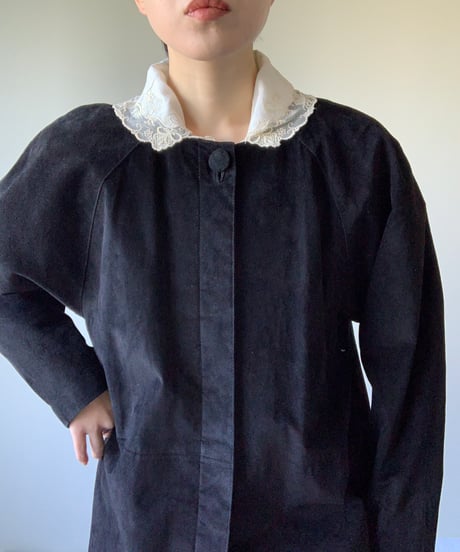 "80s" Pig Suede Collarless Jacket