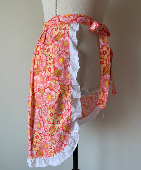 FlowerPrint Ruffles Vintage Waist Apron