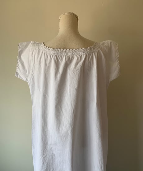 Initial embroidered linen night dress