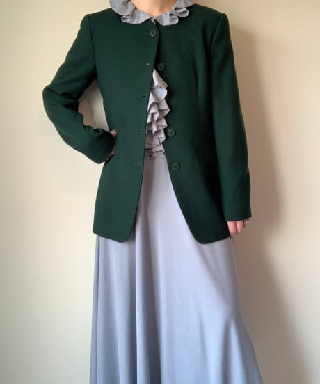 Fake Pocket Collarless Jacket