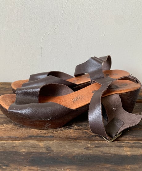 Wood Sole Sandal -brown-