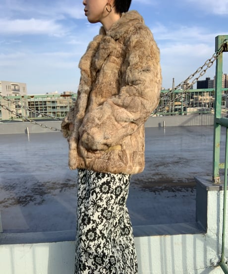 NATURAL RABBIT FUR Short Coat