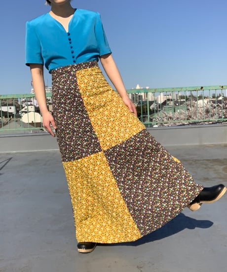 Quilting Flower Maxi Skirt