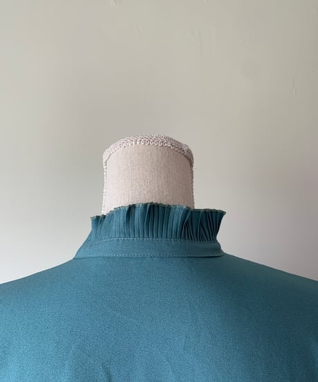 Ribbon Tie Frill Aquamarine Blouse