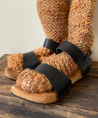 Wood Sole Sandal -Black-