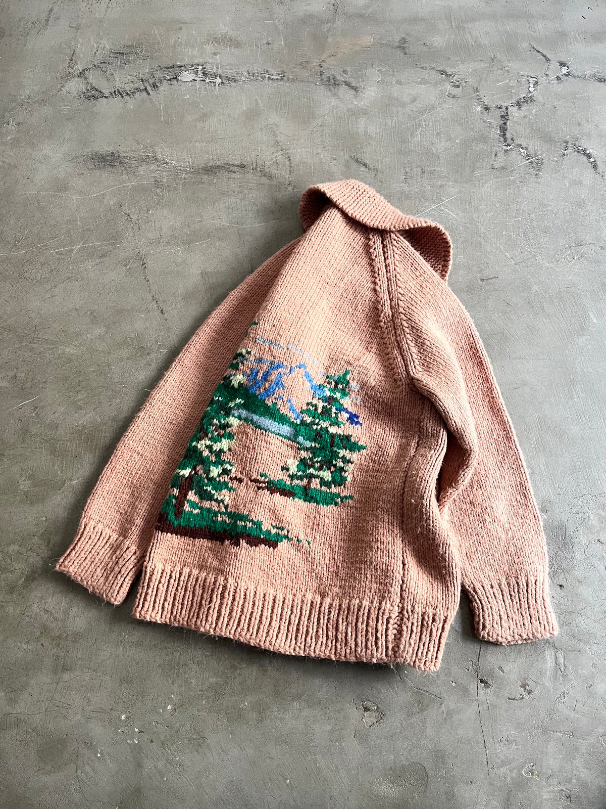 Vintage 60's-70's handmade cowichan zip-up knit