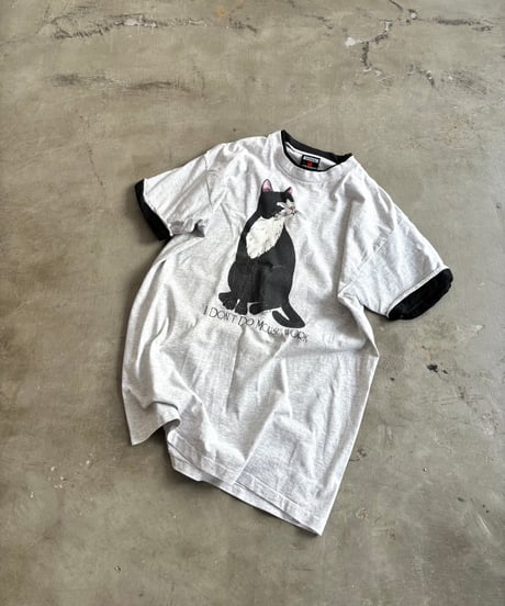 90's USA "Black&White" cat design T-shirt