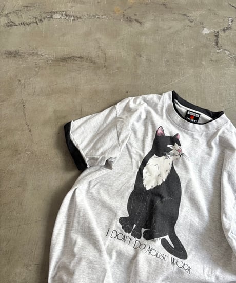 90's USA "Black&White" cat design T-shirt