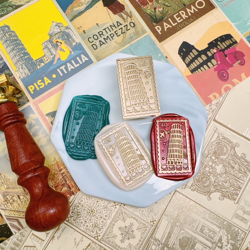 シーリングスタンプヘッド 【切手 - Pisa】adesso 替えスタンプ 変形