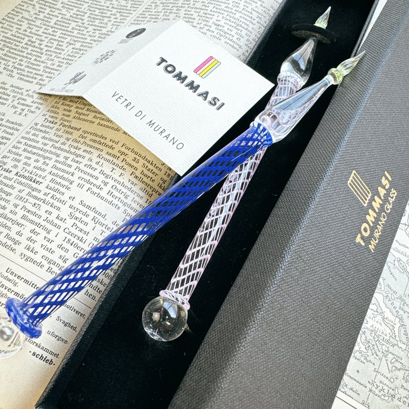 SCACCO Glass Pen チェック柄ムラーノガラスペン ヴェネチア SCACCO Glass Pen チェック柄ムラーノガラスペン ヴェネチア