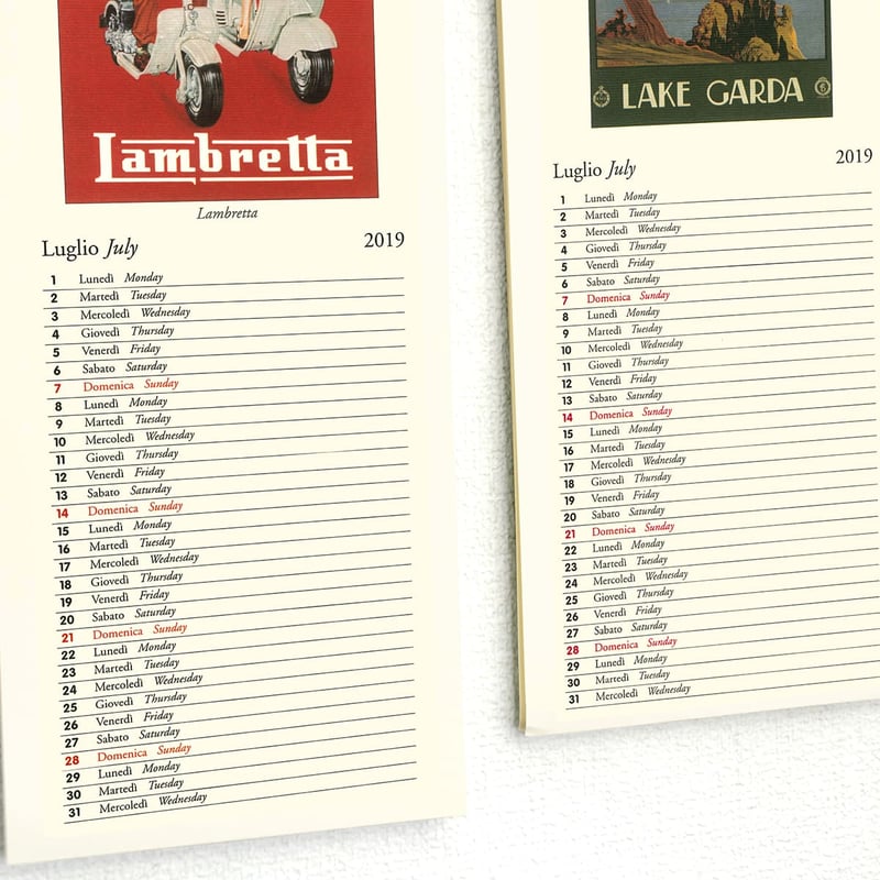 イタリア製 2026年 縦長カレンダー 【 OPERA CV2604 】 13.5×34cm