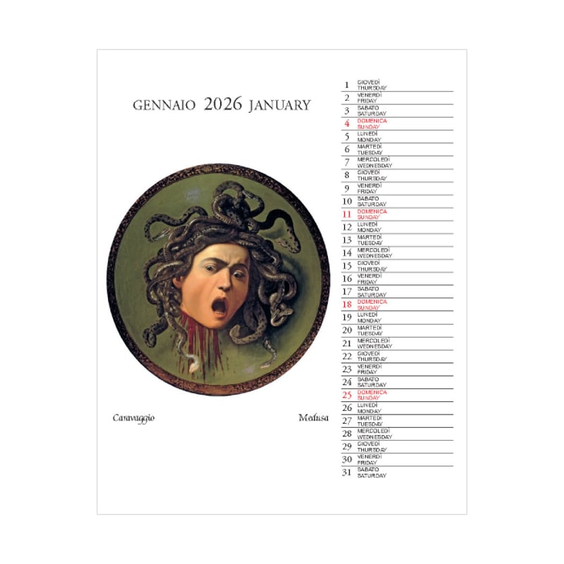 イタリア製 2026年 卓上カレンダー 【 UFFIZI CP2606 】 13.5×17c