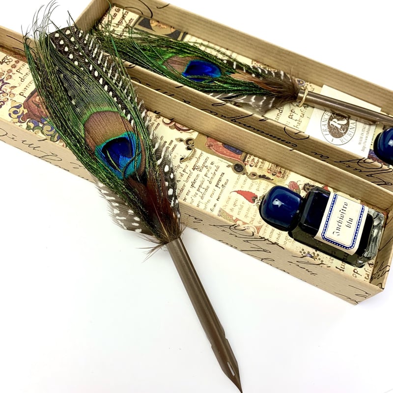 Peacock Feather Pen + Ink Set （羽根ペンインクセット） | ad...