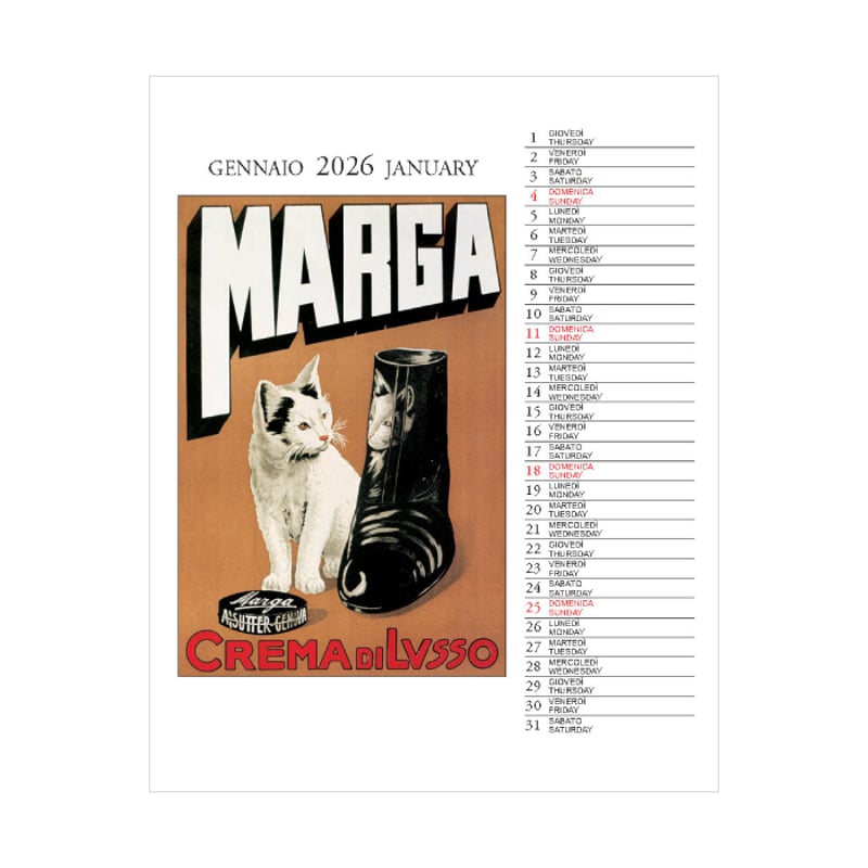 イタリア製 2026年 卓上カレンダー 【 GATTI CP2607 】 13.5×17cm