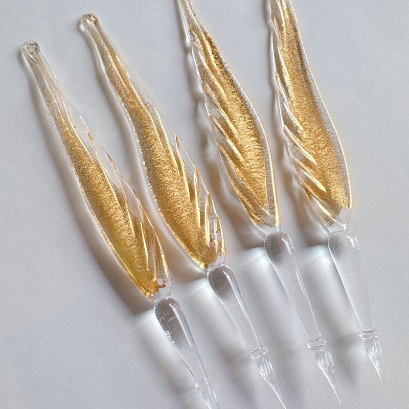 Gold Feather Glass Pen＜Version.2＞ 羽根ペン型 ムラーノガラス