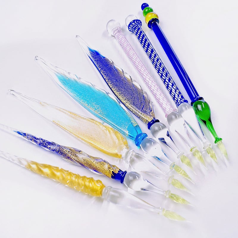 Gold Feather Glass Pen 羽根ペン型 ムラーノガラスペン Gold Feather Glass Pen 羽根ペン型 ムラーノガラスペン