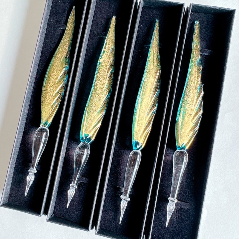 Gold Feather Glass Pen＜Version.2＞ 羽根ペン型 ムラーノガラス