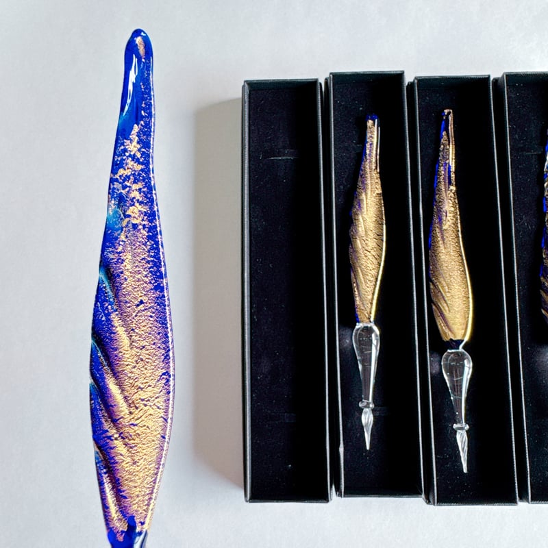 MURANO La Fenice ムラノ ラ フェニーチェ 双耳 ドラゴングラス Gold Feather Glass Pen＜Version.2＞ 羽根ペン型 ムラーノガラス