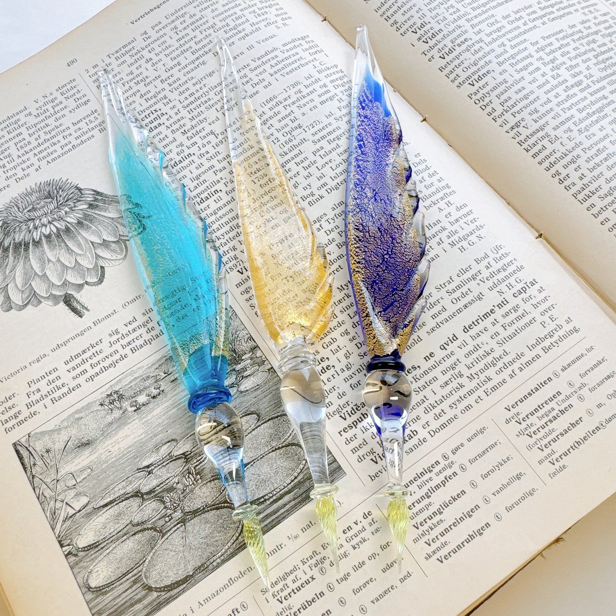 Gold Feather Glass Pen 羽根ペン型 ムラーノガラスペン Gold Feather Glass Pen 羽根ペン型 ムラーノガラスペン