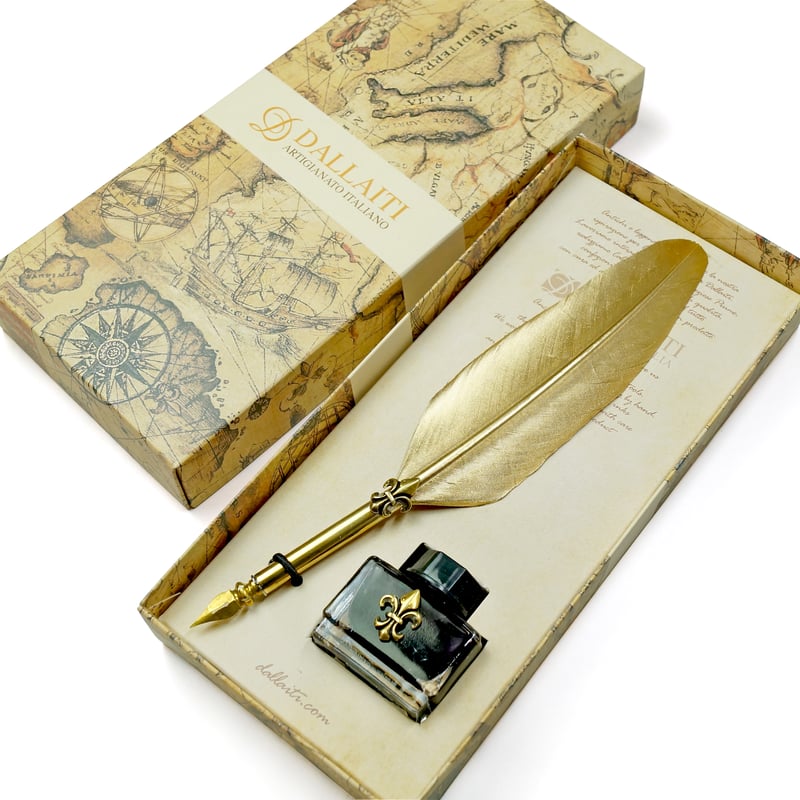 DALLAITI Gold Feather ライティングセット（カリグラフィー羽根ペン+