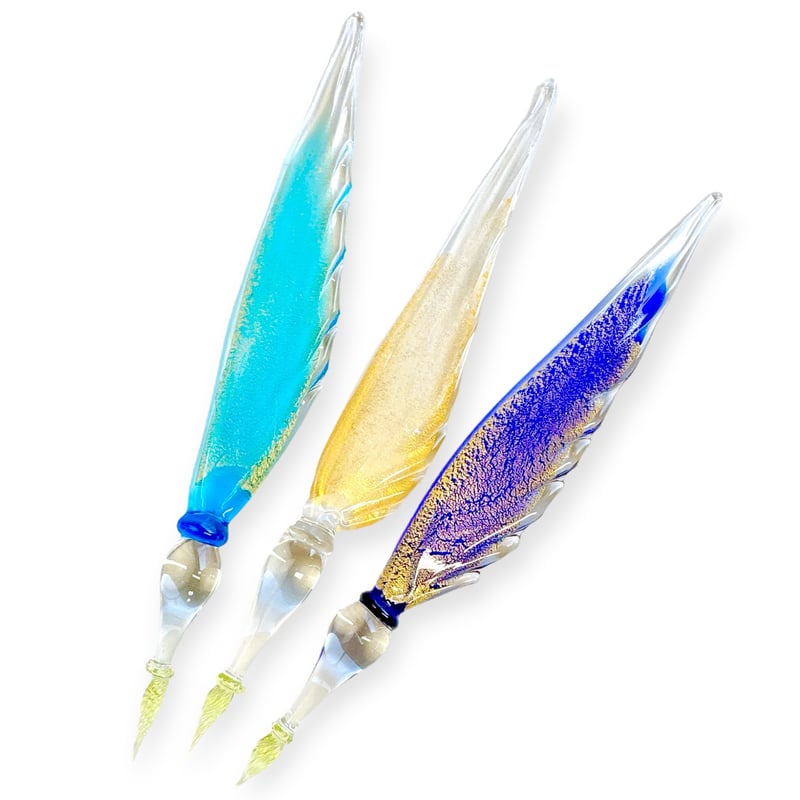 Gold Feather Glass Pen 羽根ペン型 ムラーノガラスペン Gold Feather Glass Pen 羽根ペン型 ムラーノガラスペン