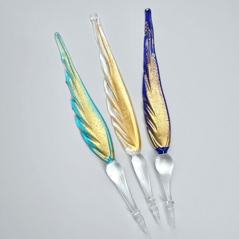 Gold Feather Glass Pen＜Version.2＞ 羽根ペン型 ムラーノガラス