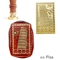 シーリングスタンプヘッド 【切手 - Pisa】adesso  替えスタンプ  変形 スクエア 切手風 ピサの斜塔 イタリア